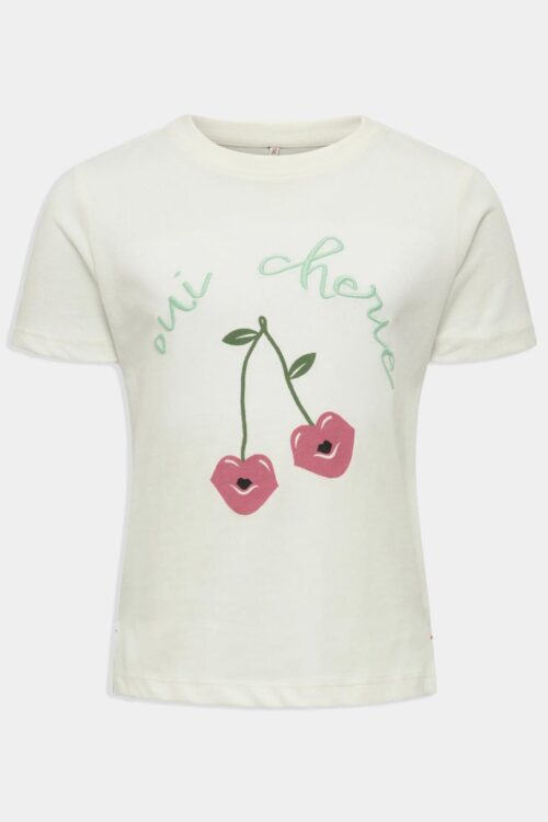 Only T-Shirt Bimba Ricamata Kmgcandy 15343879 - Bianco