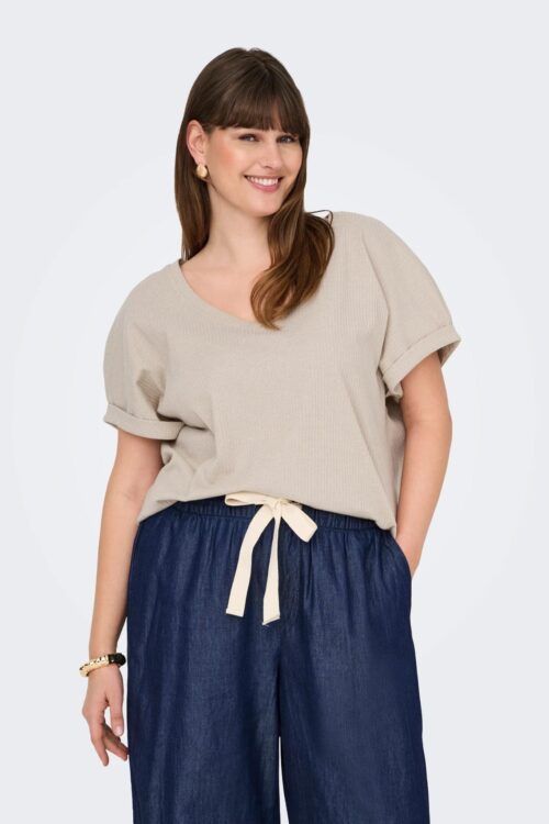 Only Carmakoma T-Shirt a Coste Carasia 15339882 - Beige
