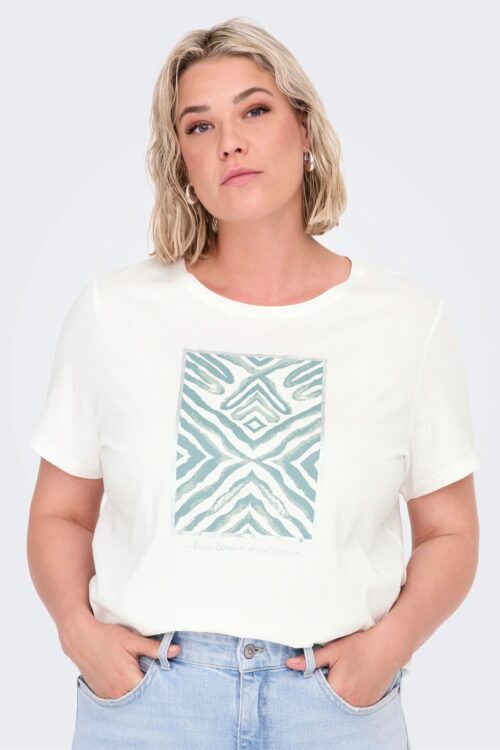 Only Carmakoma T-Shirt M/C Carboostery 15325353 - Bianco