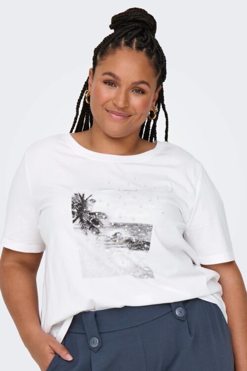 Only Carmakoma T-Shirt M/C Carcelia Life 15349370 - Bianco