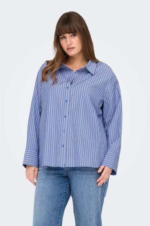 Only Carmakoma Camicia M/L con Strass Caroregon 15349322 - Righe Celeste
