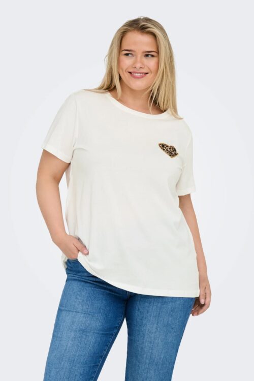 Only Carmakoma T-Shirt M/C Carboostery Cuore 15325353 - Bianco