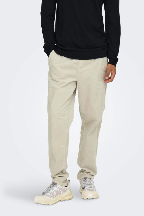 Only & Sons Pantalone Velluto con Coulisse Onslinus 22029790 - Perla