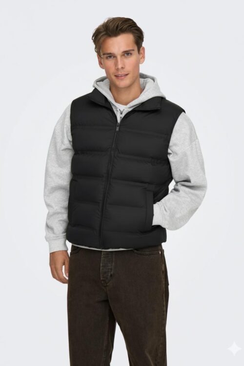 Only & Sons Gilet Imbottito Union 22034830 - Nero