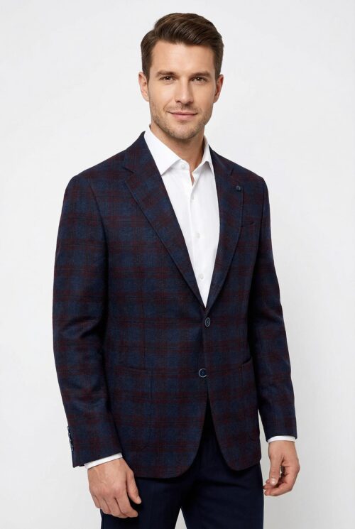 Designers Giacca Quadri DES37 - Blu/Rosso