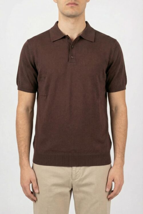 Polo Basic in Poliviscosa MT966 - Marrone