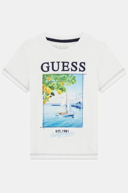 Guess T-Shirt Bimbo M/C Logo Ricamato N6GI07 K8HM4 - Bianco