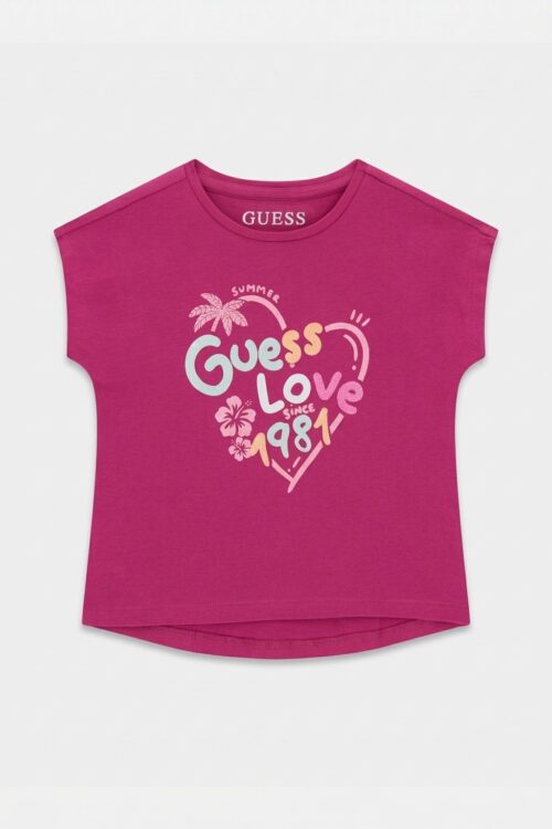 Guess T-Shirt M/C Bimba K6GI03 K6YW4 - Fucsia