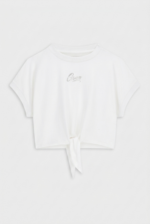 Guess T-Shirt Ragazza M/C con Nodo J6GI29 K6YW4 - Bianco