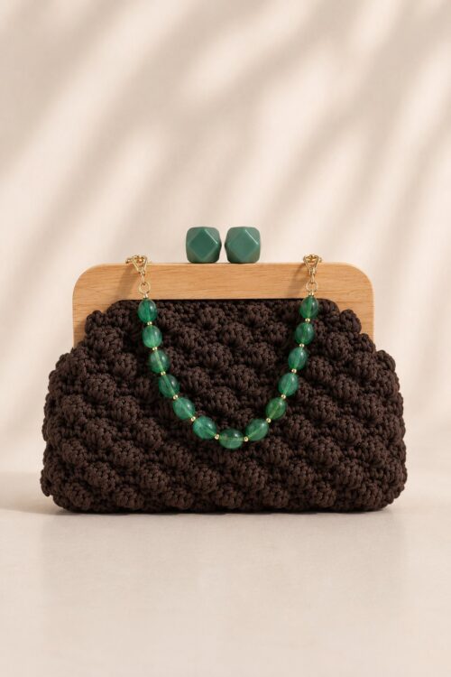 Pochette in Crochet SELENE – Cacao
