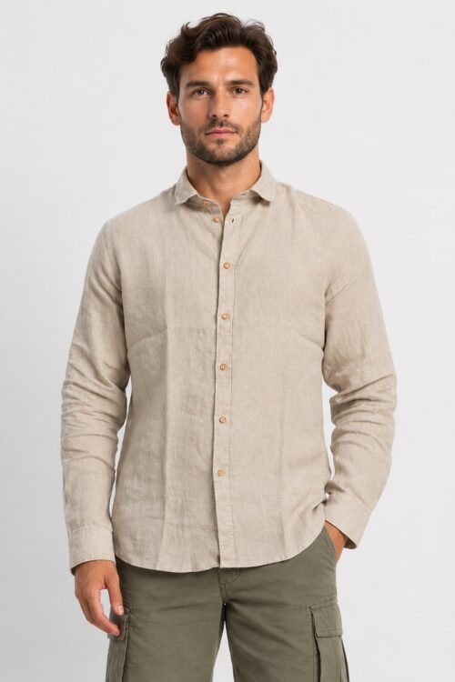 Datch Camicia Manica Lunga in Lino DM1951 - Sabbia