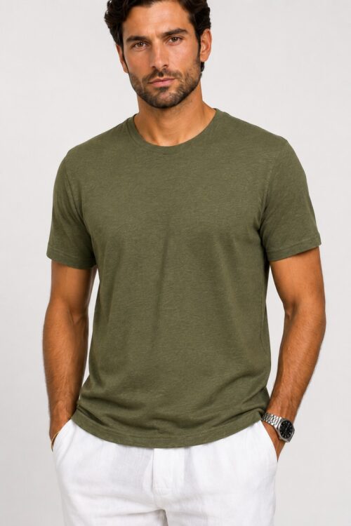 Markup Girocollo M/C in misto Lino MK1910030 - Militare
