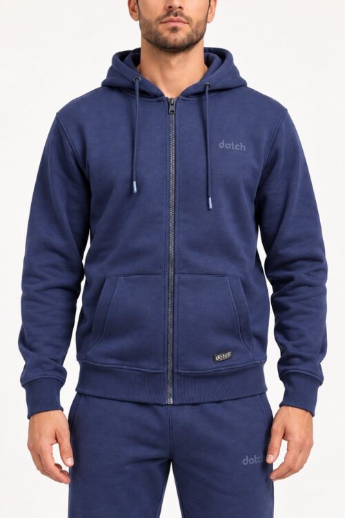 Datch Felpa con Cappuccio e Zip DM9084 - Indaco