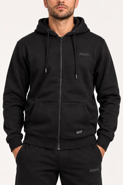 Datch Felpa con Cappuccio e Zip DM9084 - Nero