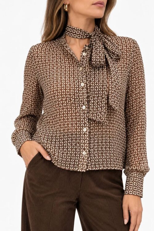 Markup Camicia in Georgette/Viscosa con Foulard MW2630009 - Marrone