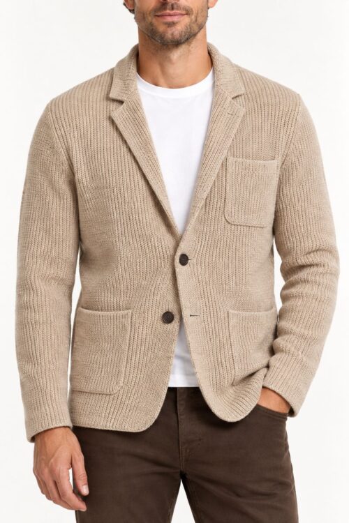 Moro Maglia Giacca Link in Lana MIM287 - Beige