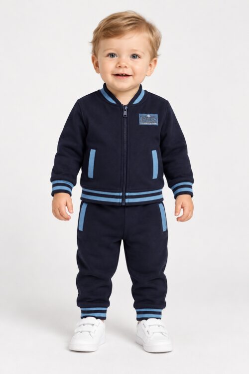 Guess Completo Neonato Felpa con Zip I6BG09 K5815 - Blu