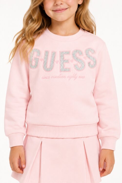 Guess Felpa Bimba G/Collo Logo Lurex K6BQ01 K5893 - Rosa