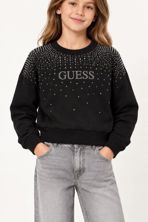 Guess Felpa Ragazza con Strass J6BQ02 K6084 - Nero