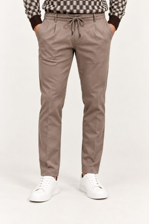 Moro Pantalone Pences con Coulisse Punto Milano MIS2774 - Fango