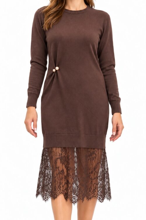 Markup Abito in Maglina F.12 con Pizzo al Fondo MW2600092 - Cacao
