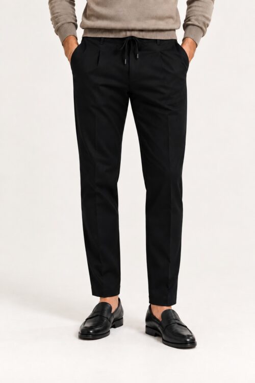 Moro Pantalone Pences con Coulisse Punto Milano MIS2774 - Nero