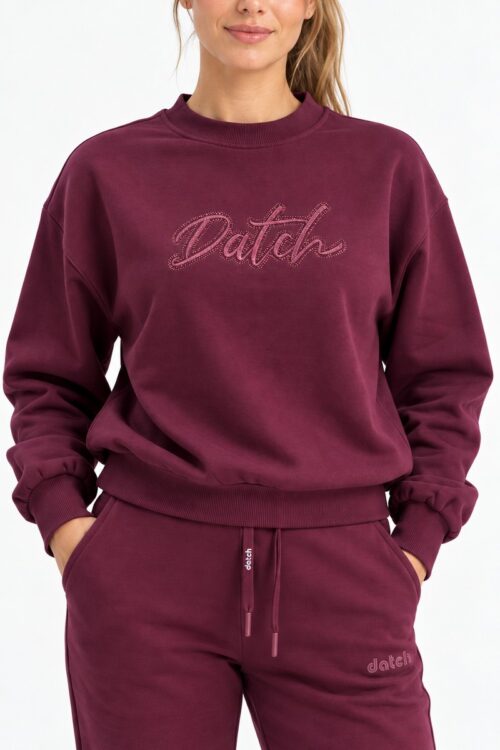 Datch Felpa Girocollo Logo Ricamato DW2925 - Mosto