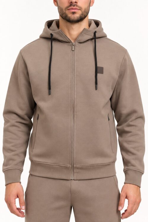 Datch Felpa con Cappuccio e Zip DM10015 - Noce