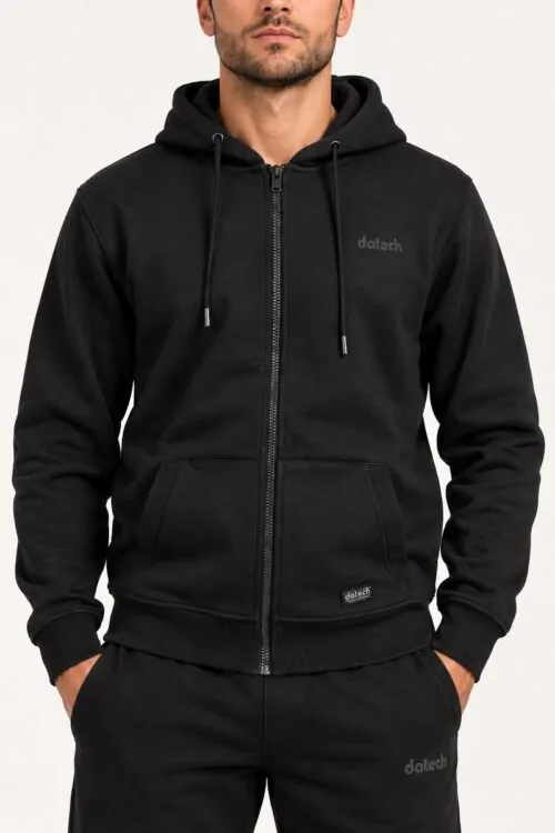 Datch Felpa con Cappuccio e Zip DM9084 - Nero